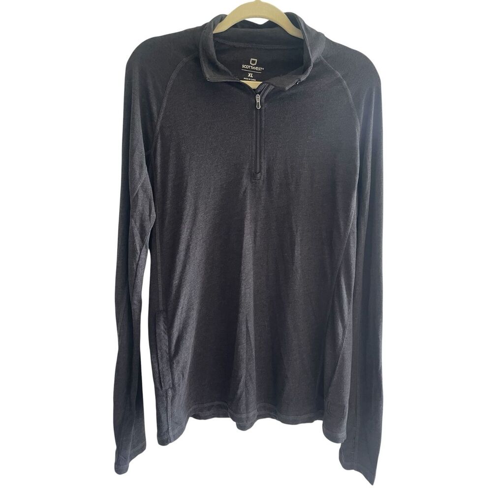 SCOTTeVEST Charcoal Black 1/4 Zip Pullover Shirt Performace Top Men’s Sz XL L/S
